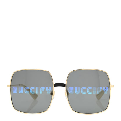 Gucci Metal Rectangular Guccify Frame Sunglasses GG0414S Gold 2 of 8