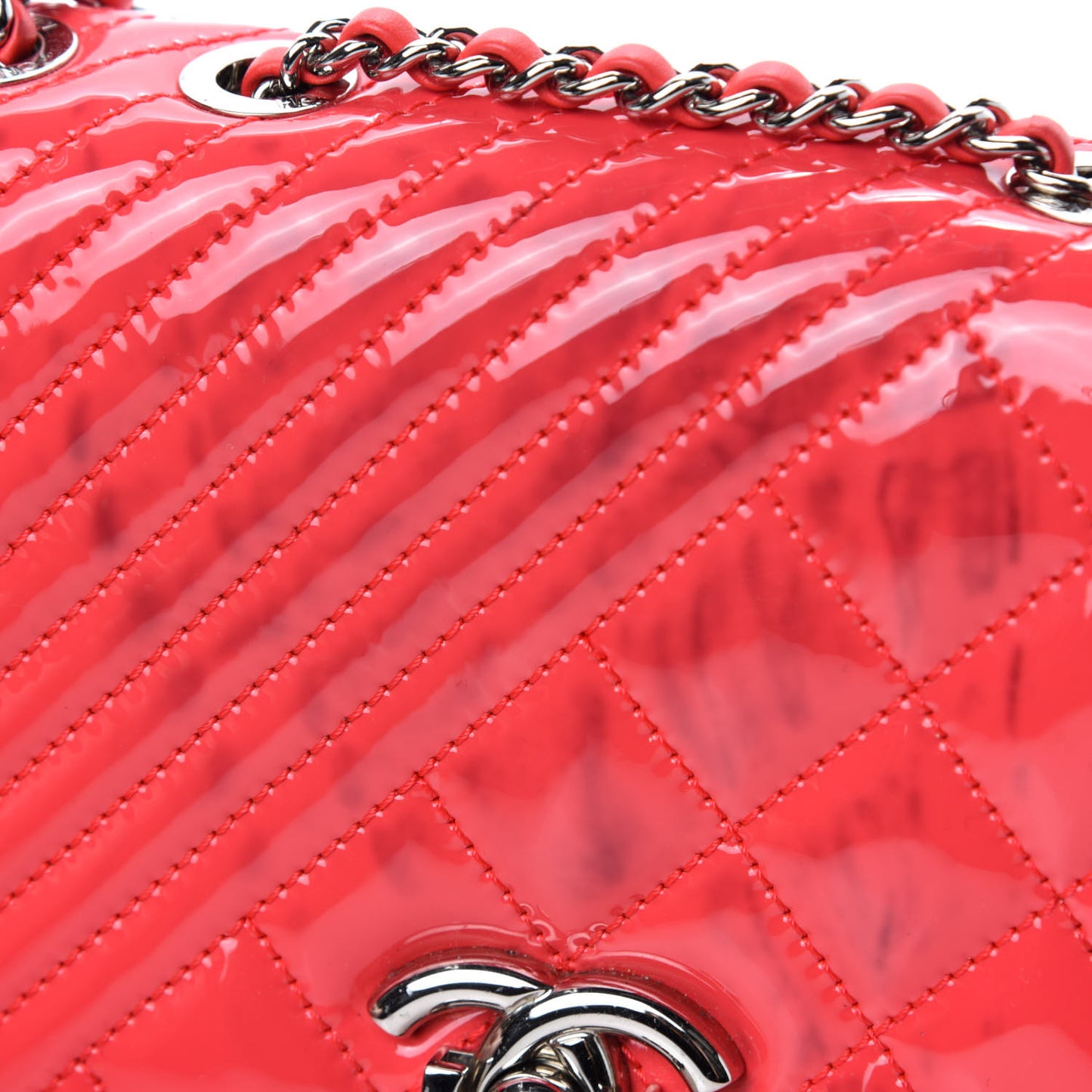 Patent Quilted Small Coco Boy Flap Pink