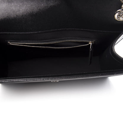 Saint Laurent Grain De Poudre Matelasse Chevron Large Monogram Satchel Black 5 of 11