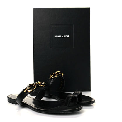 Saint Laurent Calfskin Chain Jota Maillon Sandals 40 Black 9 of 9