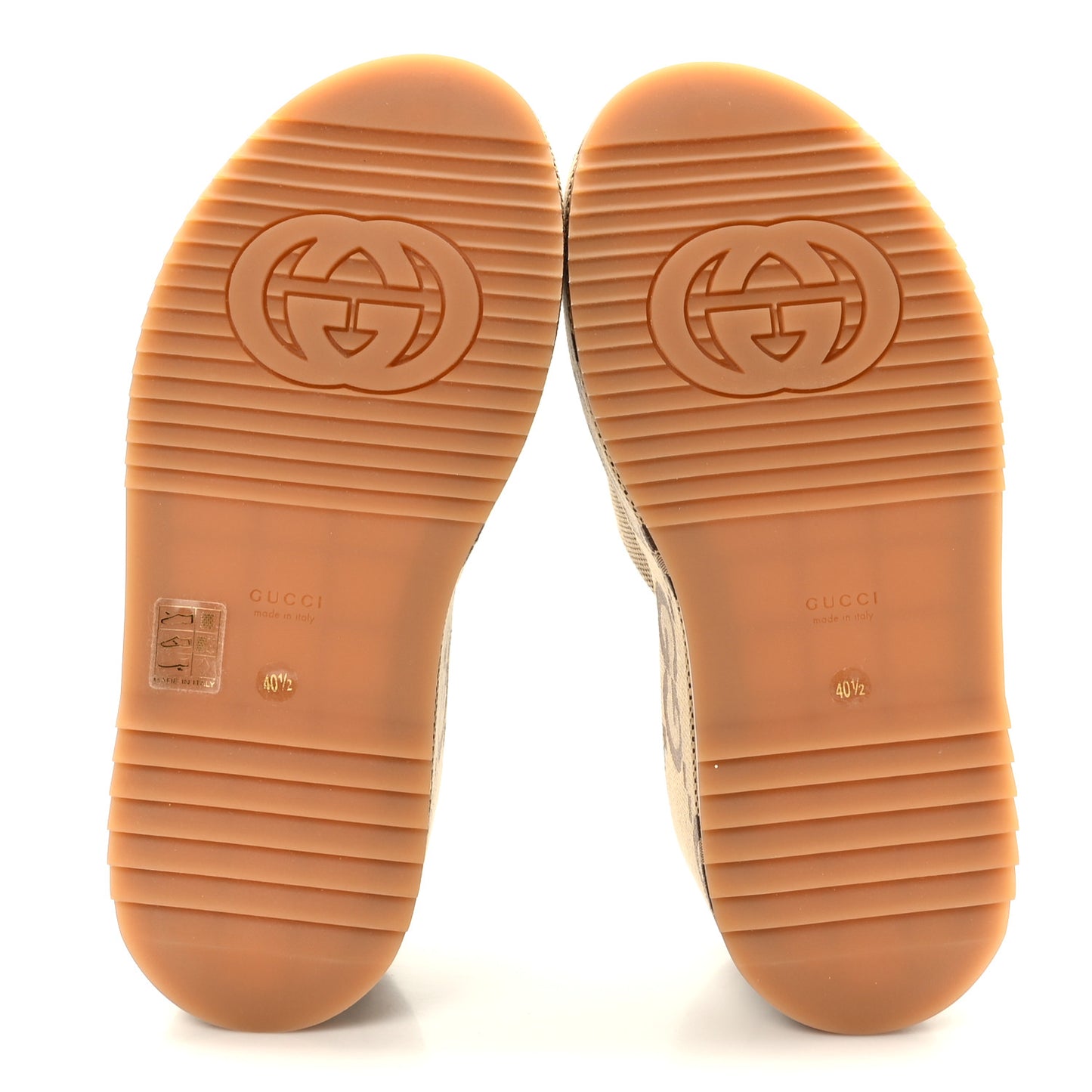Monogram Jumbo GG Platform Slide Wedge Sandals 40.5 Camel Ebony