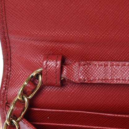 Prada Saffiano Metal Oro Chain Wallet Fuoco 12 of 21