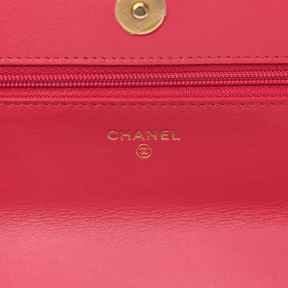 Chanel Lambskin Quilted Chanel 19 Wallet On Chain WOC Dark Pink 6 of 12