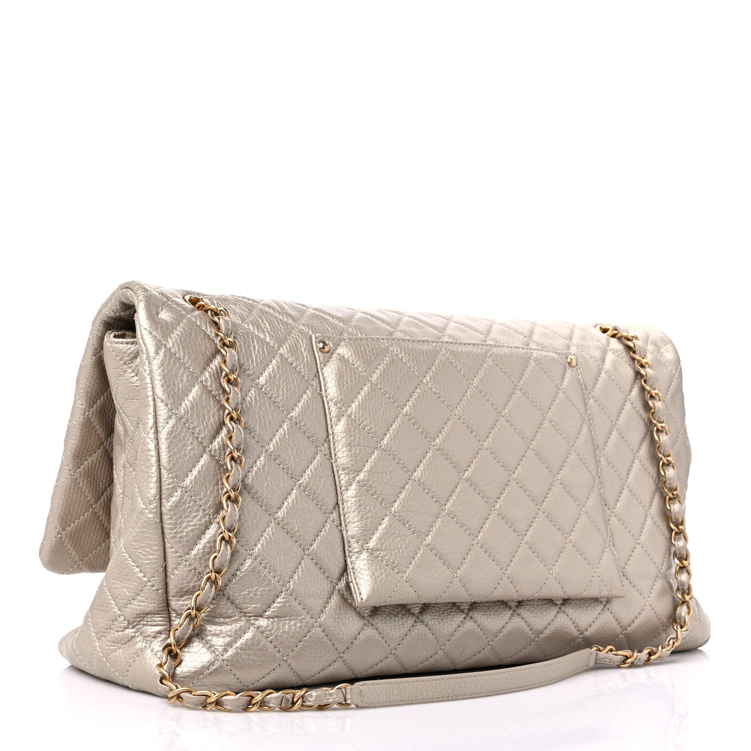 Chanel Metallic Calfskin Quilted XXL Travel Flap Bag Gold 3 of 15