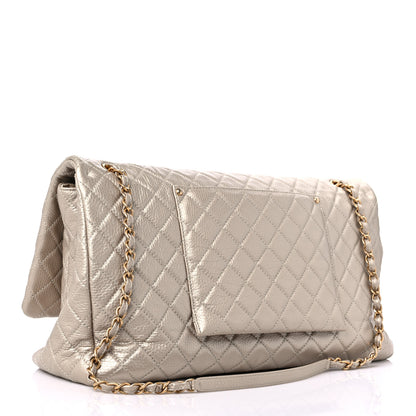 Chanel Metallic Calfskin Quilted XXL Travel Flap Bag Gold 3 of 15