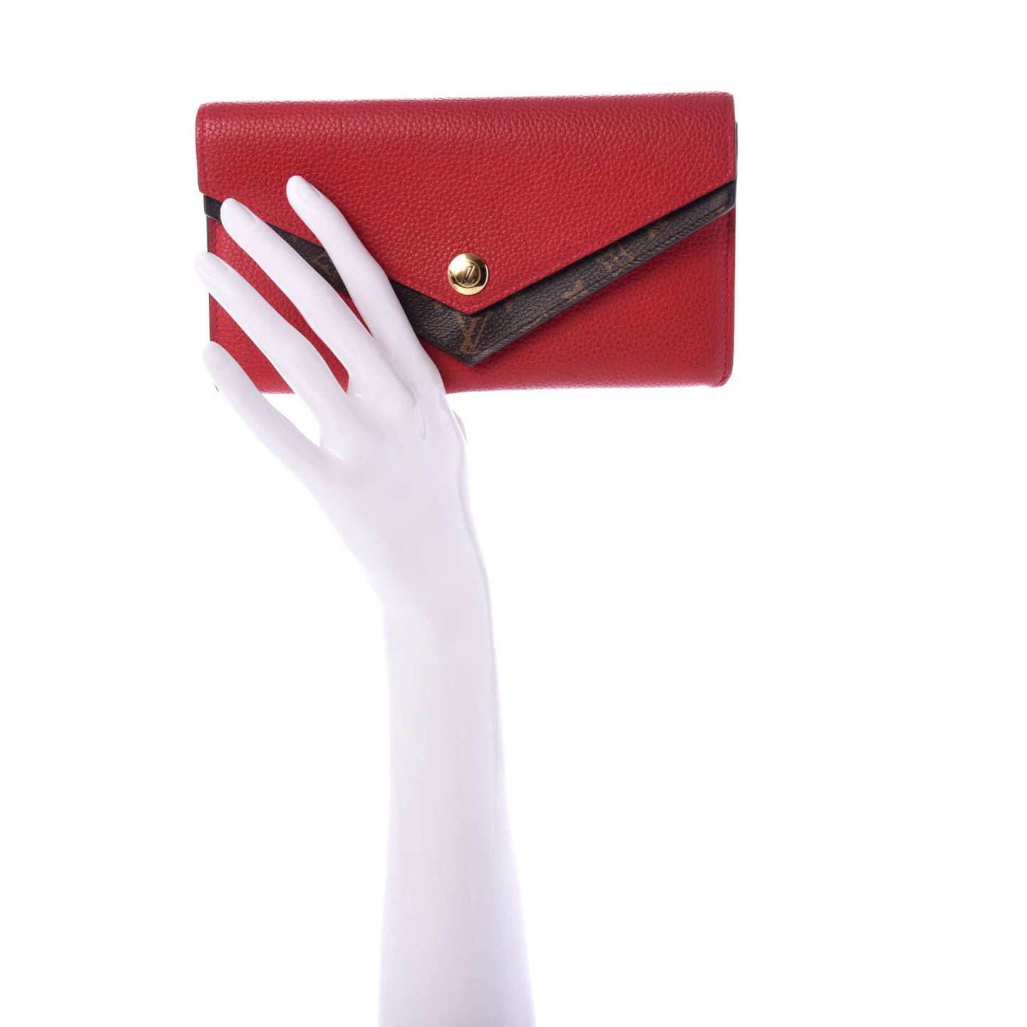 Calfskin Double V Wallet Rubis