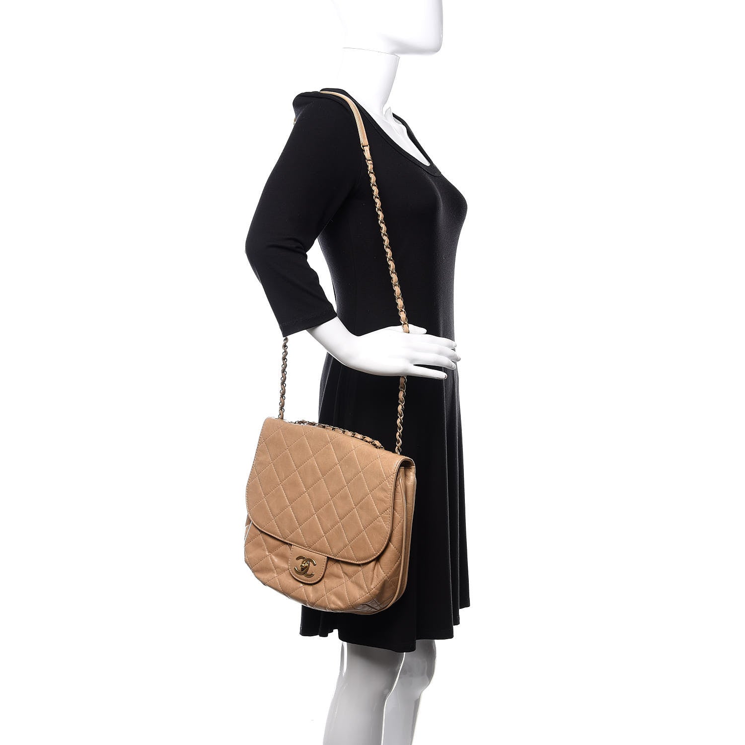 Chanel Glazed Calfskin Quilted Medium Bubble CC Flap Beige 2 of 14