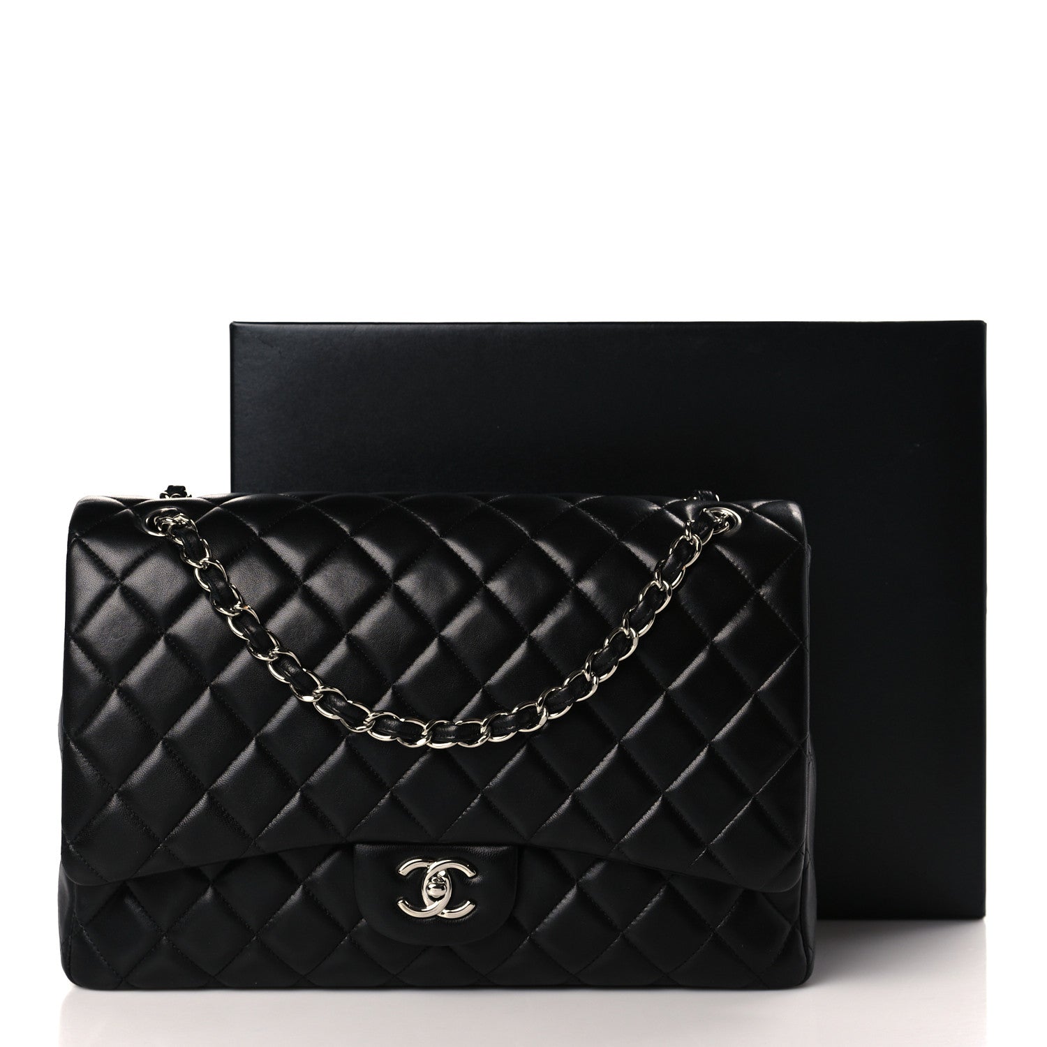 Chanel Lambskin Quilted Maxi Single Flap Black 10 of 10