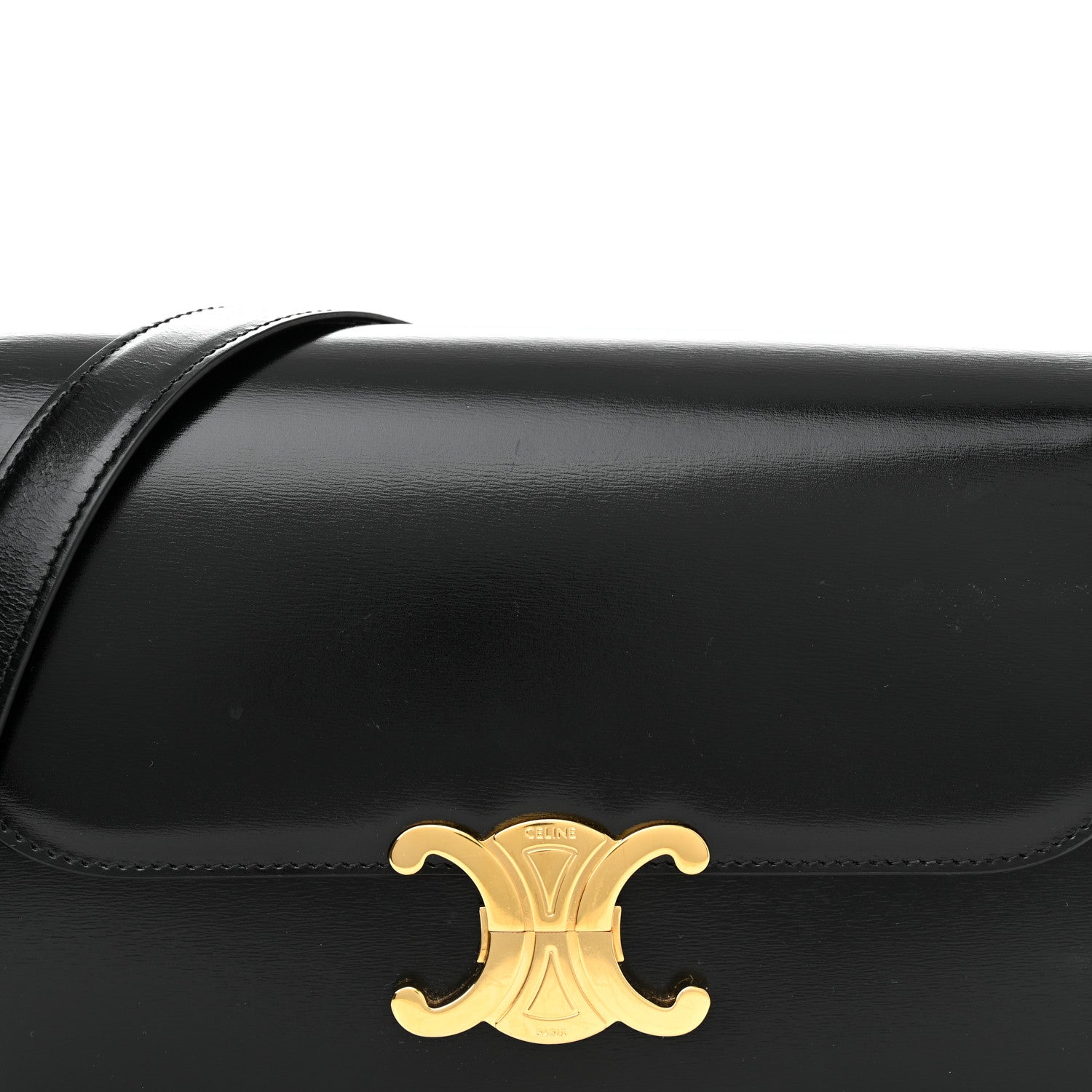 Celine Shiny Calfskin Medium Triomphe Black 10 of 17