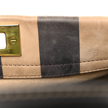 Fendi Vitello Nabuk Seta Pequin Medium Peekaboo Iconic Satchel Tobacco Moro Ebano 11 of 23
