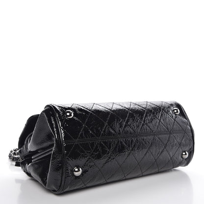 Chanel Distressed Patent Quilted Small Ritz Flap Bag Black 4 of 10