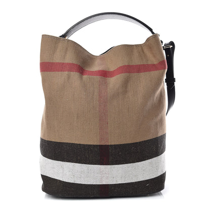 Burberry Canvas Mega Check Medium Ashby Hobo Black 1 of 12