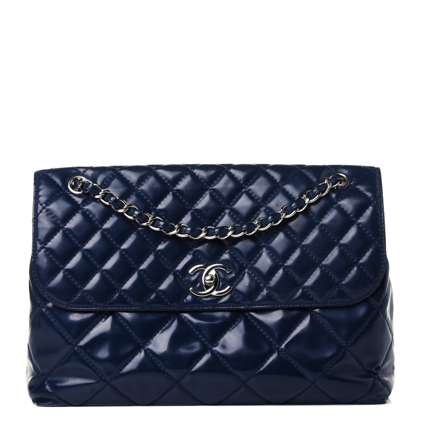 Chanel Vinyl Quilted In the Business Flap Bag Navy Blue 1 of 11