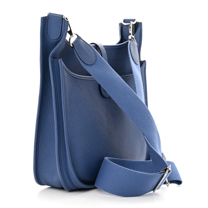 Hermes Taurillon Clemence Evelyne III PM Bleu Brighton 3 of 12