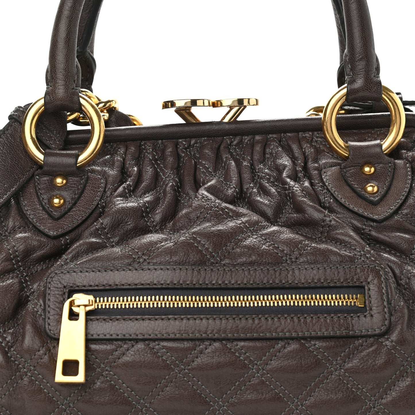 Calfskin Quilted Stam Brown