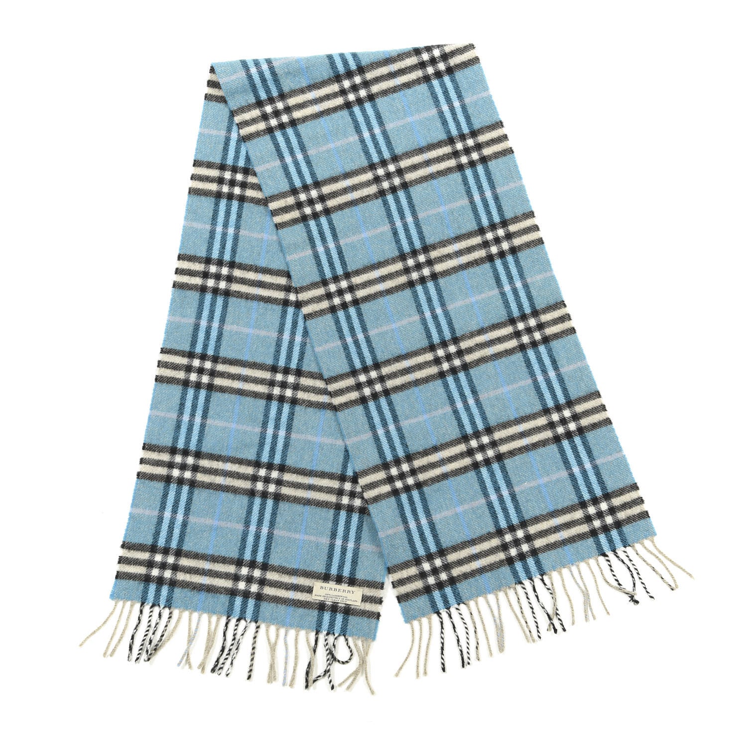 Burberry Lambswool Vintage Check Fringe Scarf Blue 1 of 3