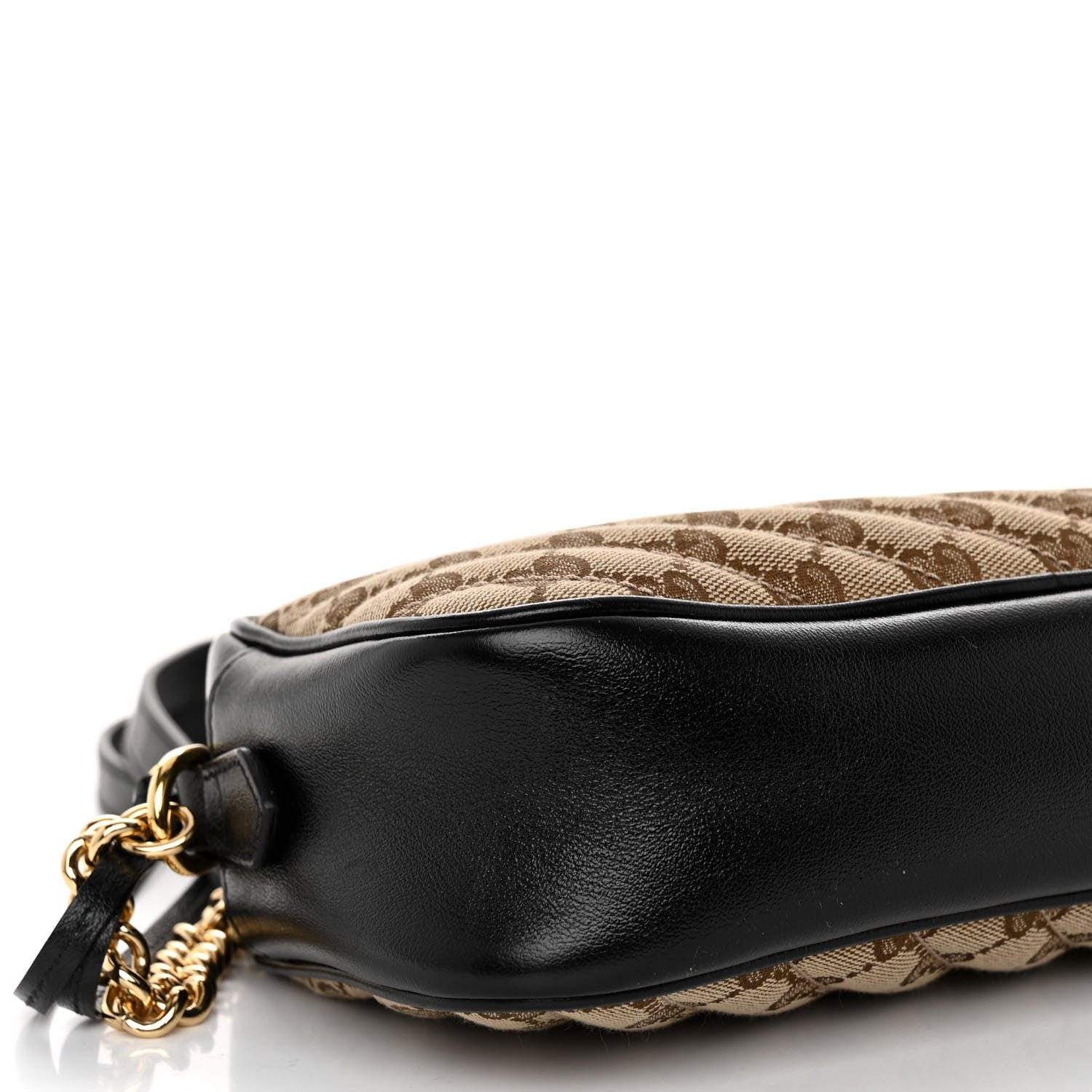 Gucci Monogram Matelasse Diagonal Small GG Marmont Chain Shoulder Bag Beige Black 9 of 10