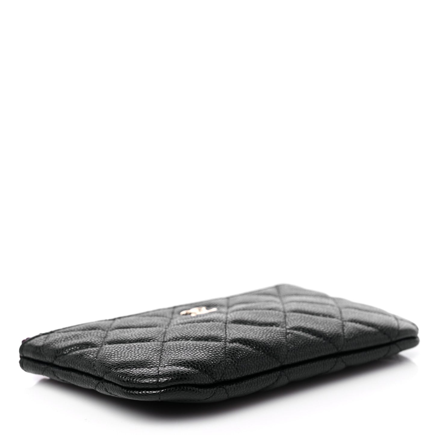 Lambskin Quilted Small Cosmetic Case Black
