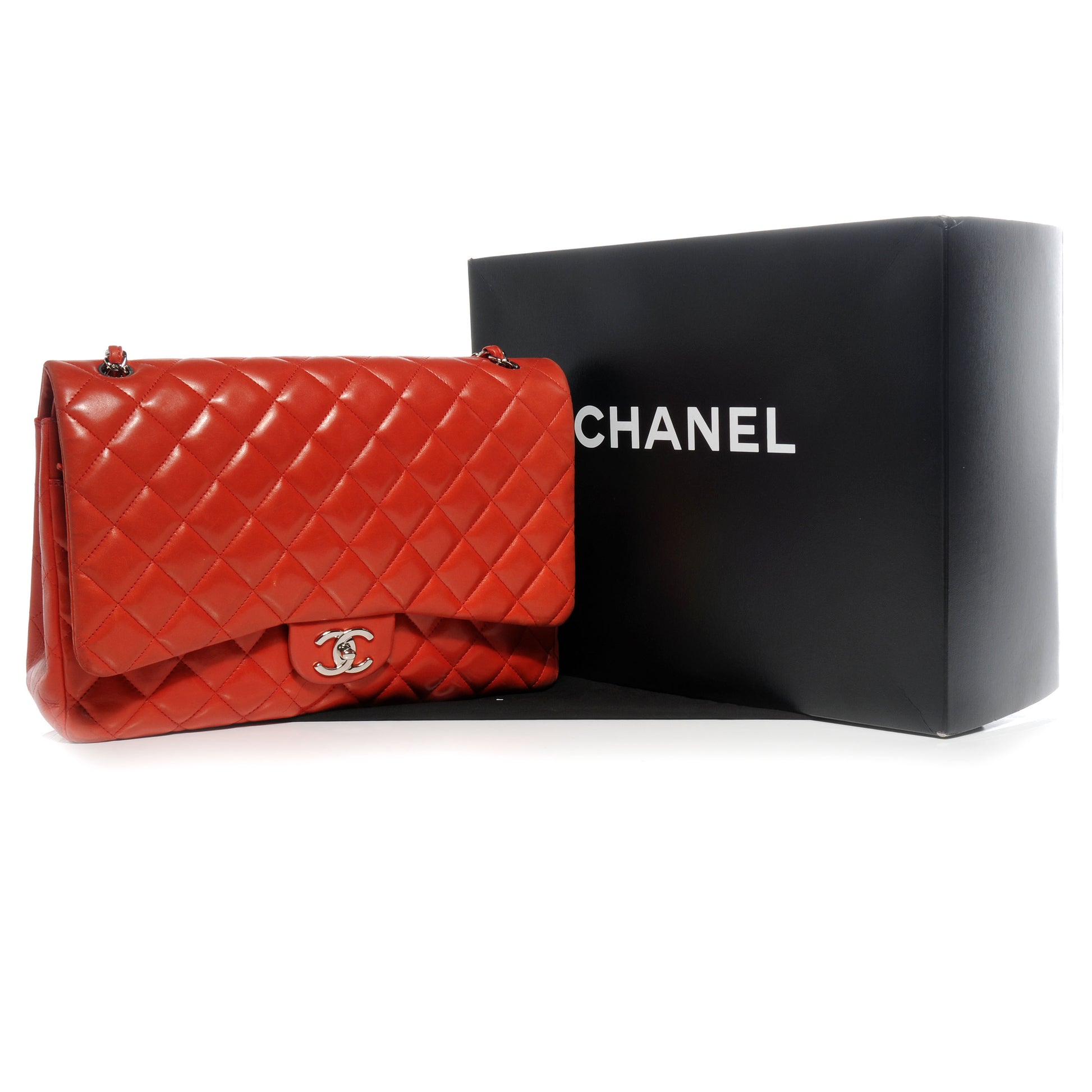 Chanel Lambskin Quilted Maxi Double Flap Red 5 of 8