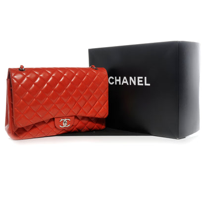 Chanel Lambskin Quilted Maxi Double Flap Red 5 of 8