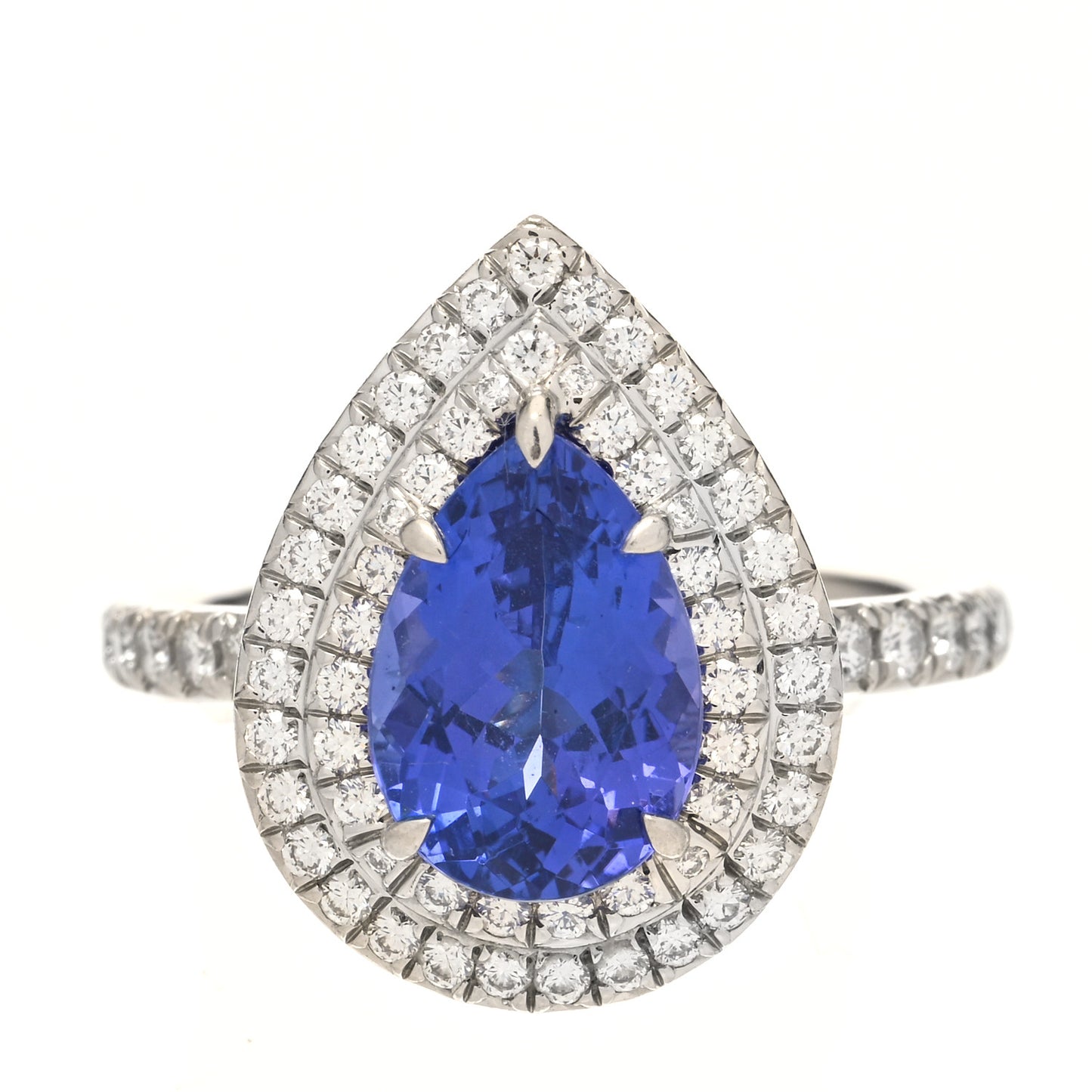 Platinum Diamond Tanzanite Soleste Pear Cut Ring 52 6
