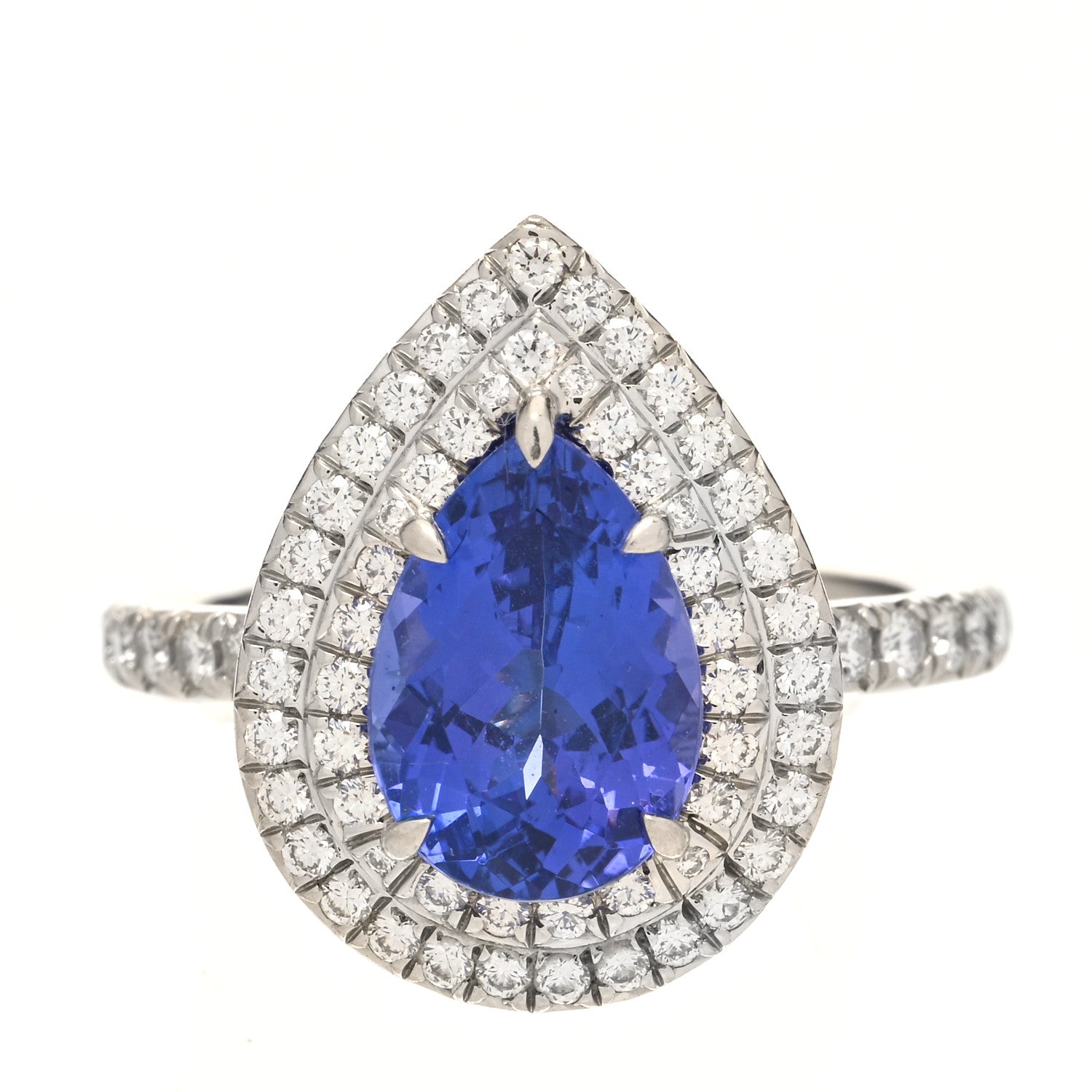 Tiffany Platinum Diamond Tanzanite Soleste Pear Cut Ring 52 6 1 of 7