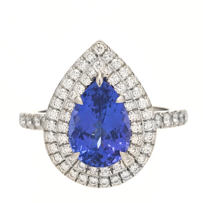 Tiffany Platinum Diamond Tanzanite Soleste Pear Cut Ring 52 6 1 of 7