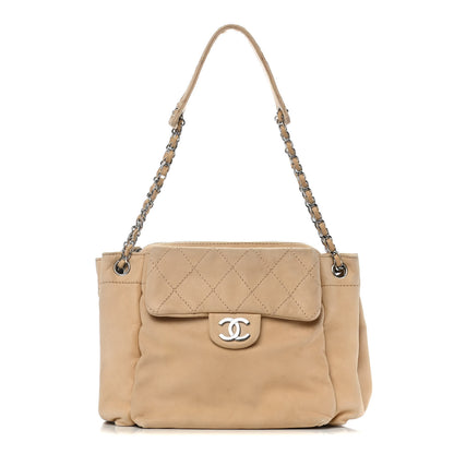 Chanel Lambskin Quilted Shoulder Flap Bag Beige 1 of 14