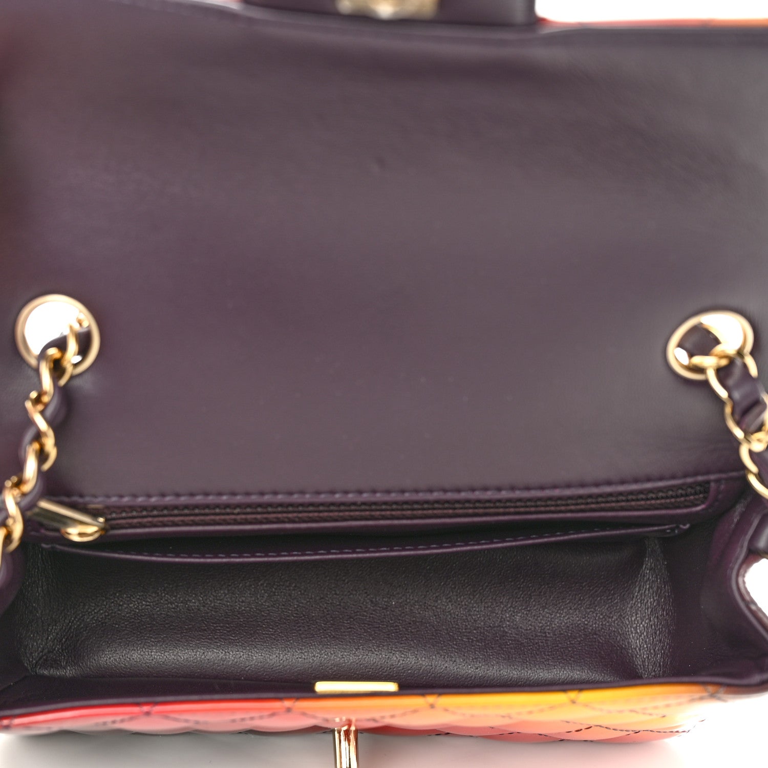 Chanel Shaded Patent Calfskin Quilted Mini Rectangular Flap Red Yellow Dark Purple 5 of 11