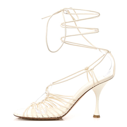 Bottega Veneta Nappa Dot Ankle Tie Sandals 38.5 White 1 of 10