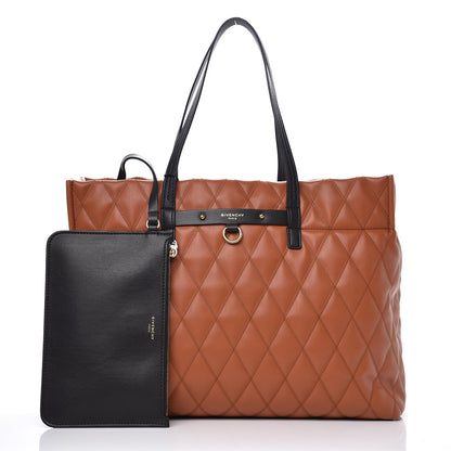 Givenchy Rubber Effect Canvas Quilted Duo Shopper Tote Chestnut 10 of 11