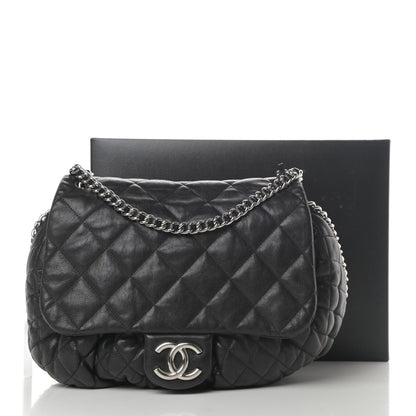 Chanel Washed Lambskin Quilted Large Chain Around Flap Black 13 of 13
