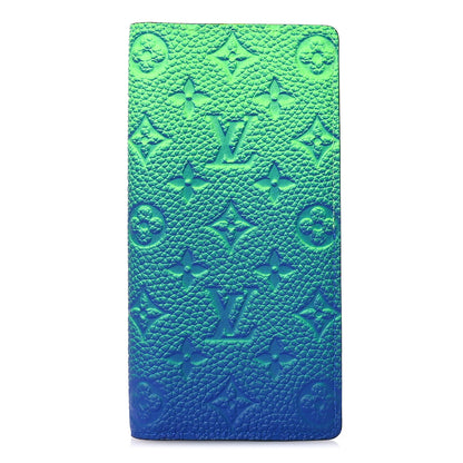 Louis Vuitton Taurillon Illusion Brazza Wallet Bleu Vert 1 of 7