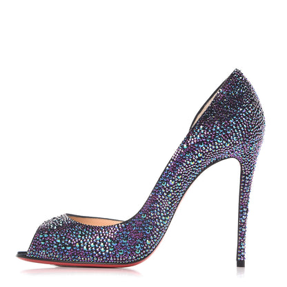 Christian Louboutin Strass Suede Calfskin Demi You 100 Pumps 38 Black Green 1 of 8