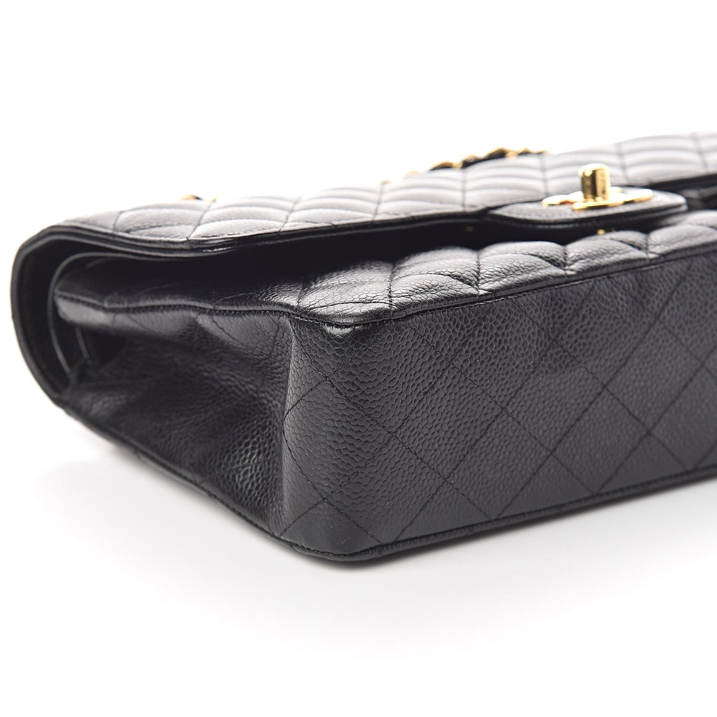 Caviar Quilted Medium Double Flap Black