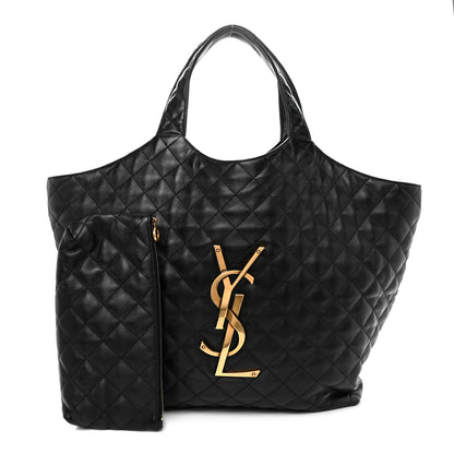 Saint Laurent Lambskin Quilted Maxi Icare Shopping Tote Black 1 of 10