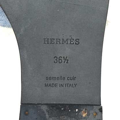 Hermes Denim Oran Fringe Sandals 36.5 Bleu Clair 8 of 9