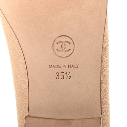 Chanel Caviar Cap Toe CC Ballerina Flats 35.5 Beige 6 of 8
