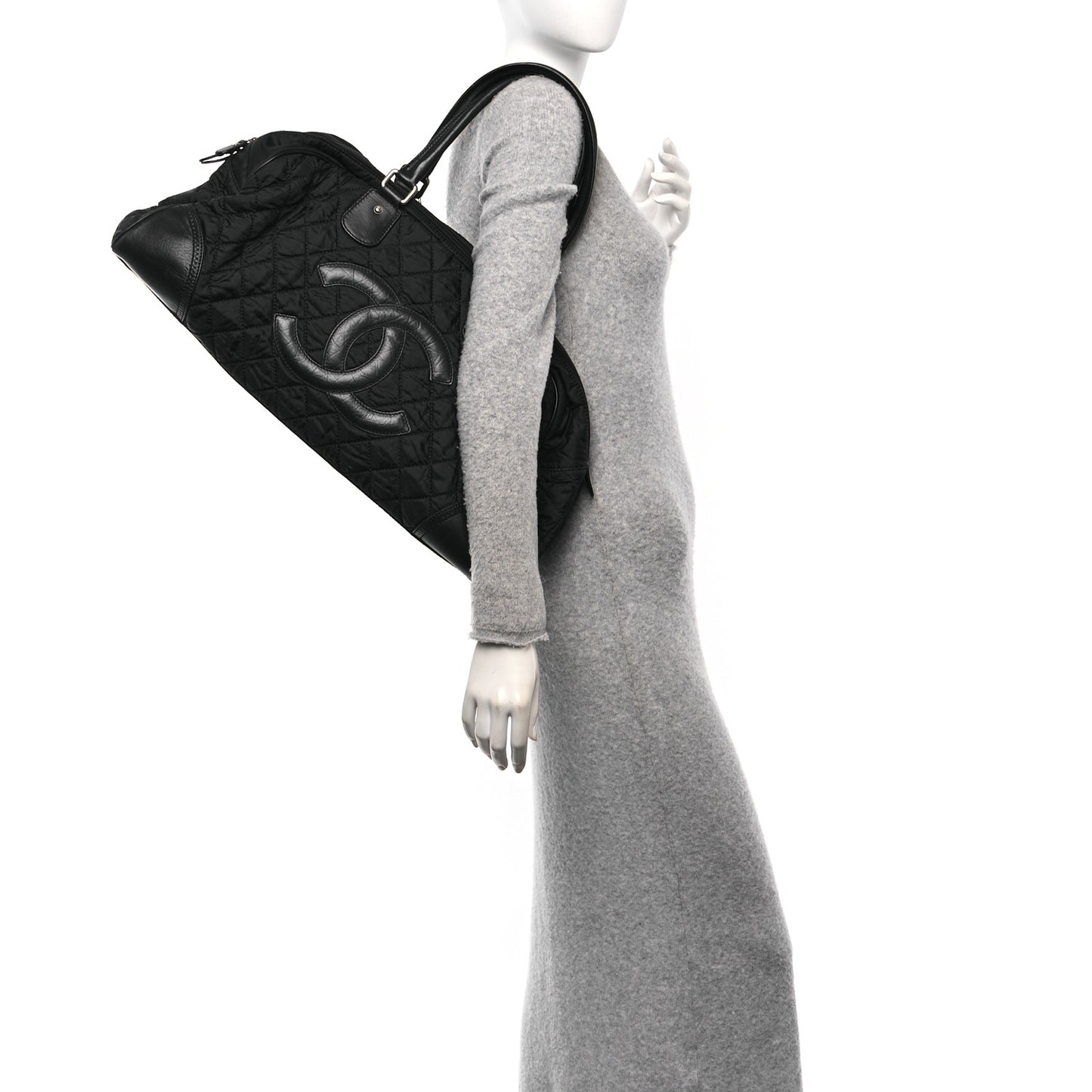Calfskin Nylon Paris New York Duffel Bag Black