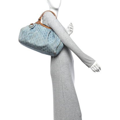 Gucci Denim Monogram Medium Sukey Tote Blue 2 of 12