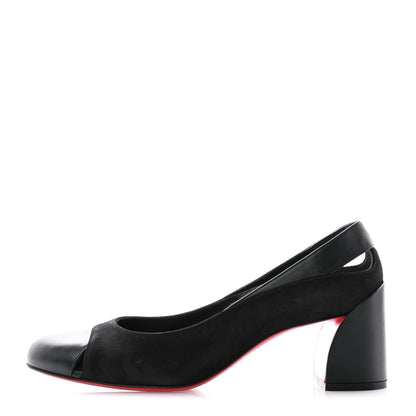 Christian Louboutin Suede Calfskin Miss Duvette 55mm Cap Toe Pumps 39 Black 1 of 8