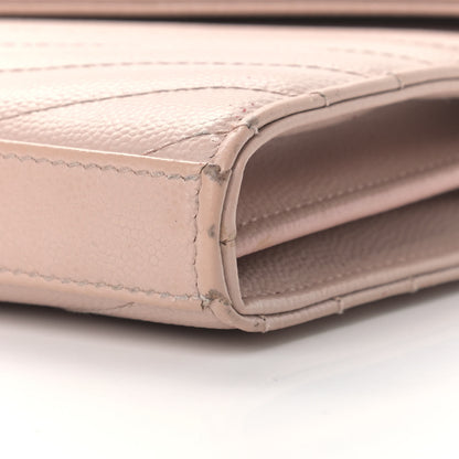 Saint Laurent Grain De Poudre Matelasse Chevron Monogram Chain Wallet Pale Pink 10 of 16