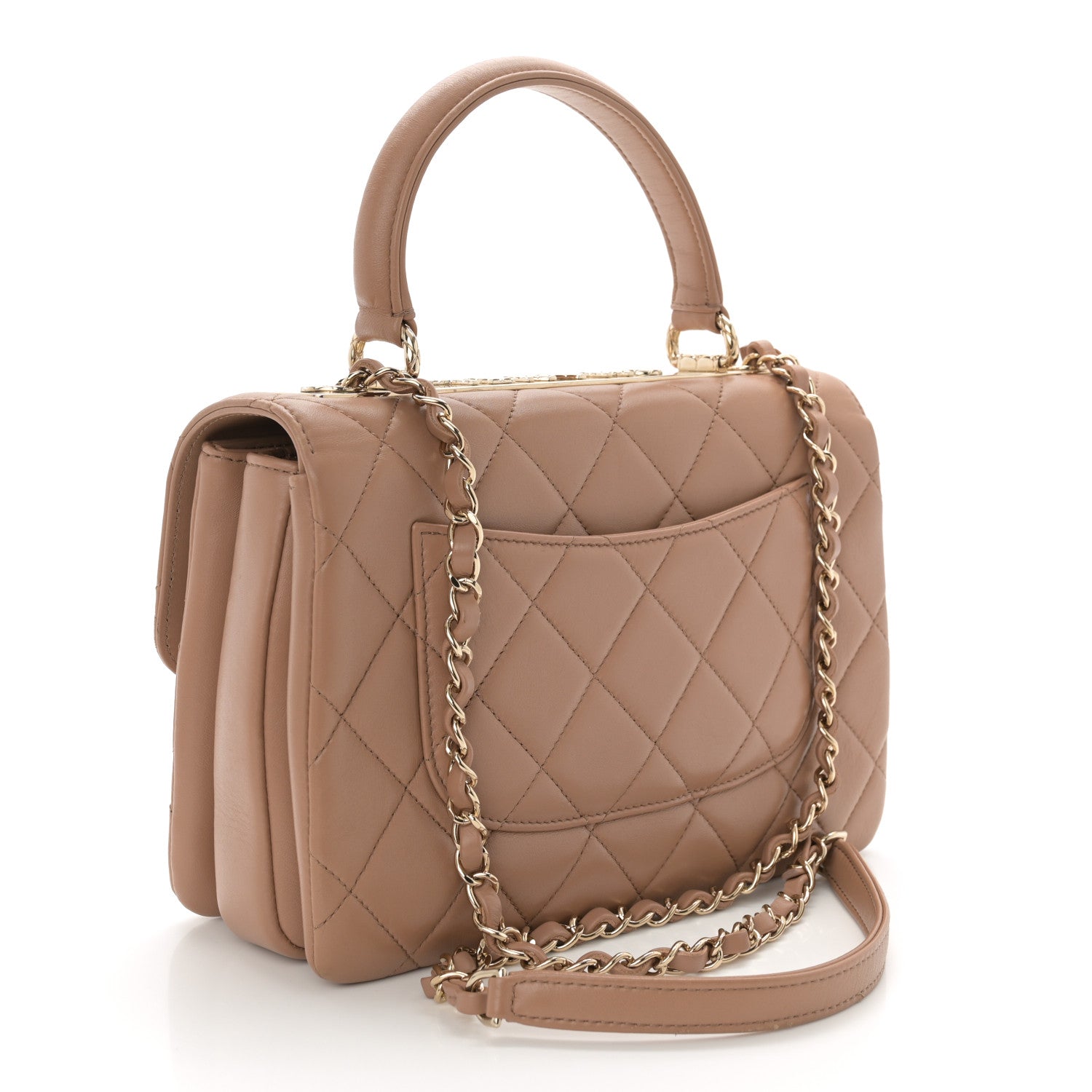 Chanel Lambskin Quilted Small Trendy CC Flap Dual Handle Bag Camel 3 of 15