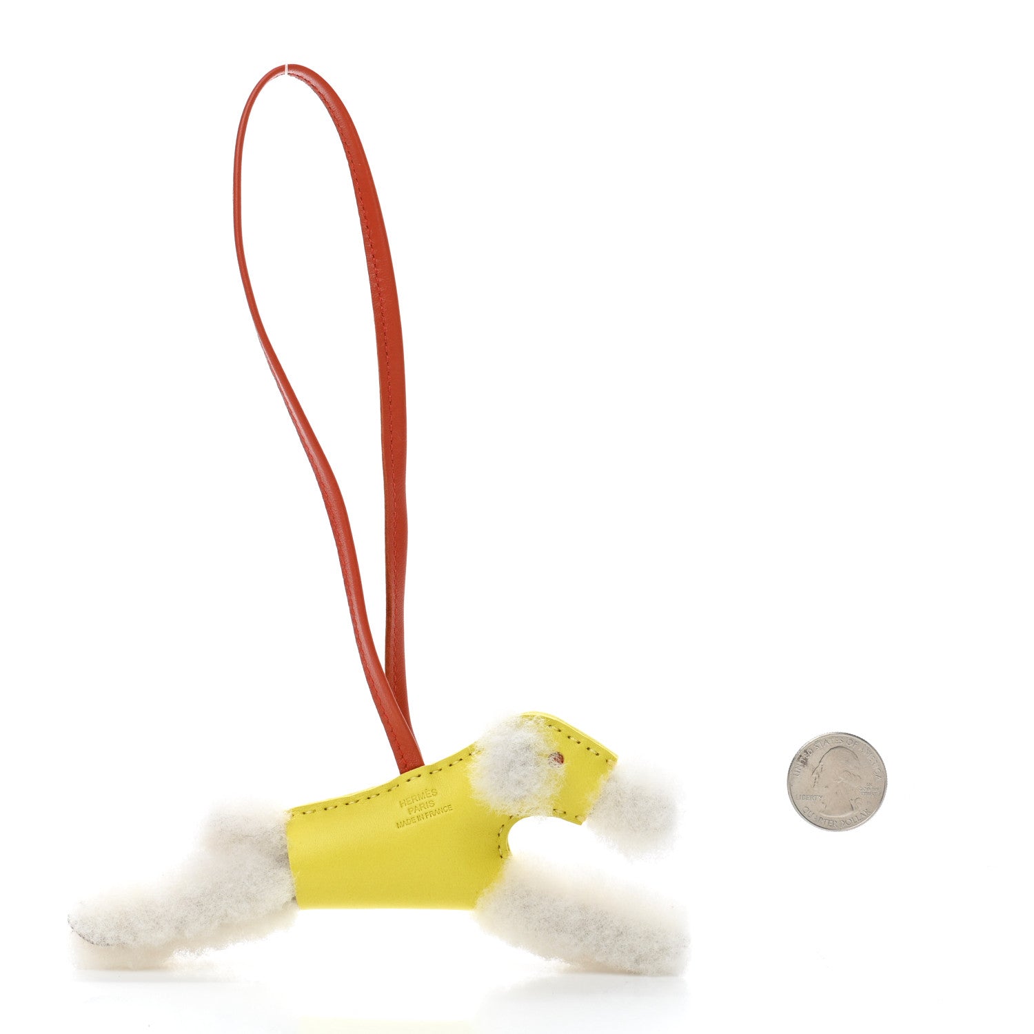 Hermes Milo Lambskin Shearling Budy Charm Lime Cornaline 2 of 5