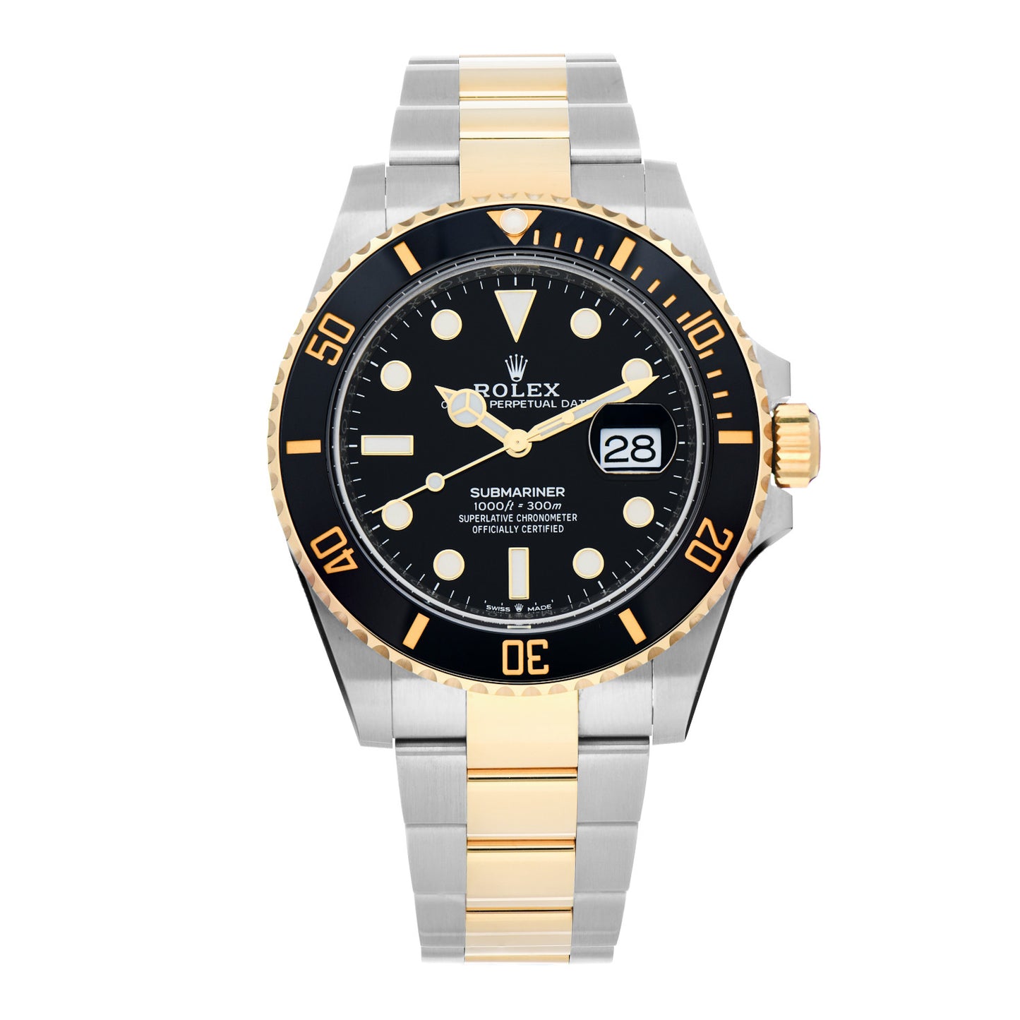 Stainless Steel 18K Yellow Gold 41mm Submariner Date Watch Black 126613LN