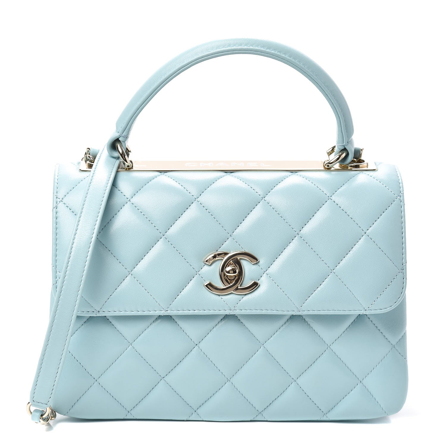 Chanel Lambskin Quilted Small Trendy CC Flap Dual Handle Bag Light Blue 1 of 10