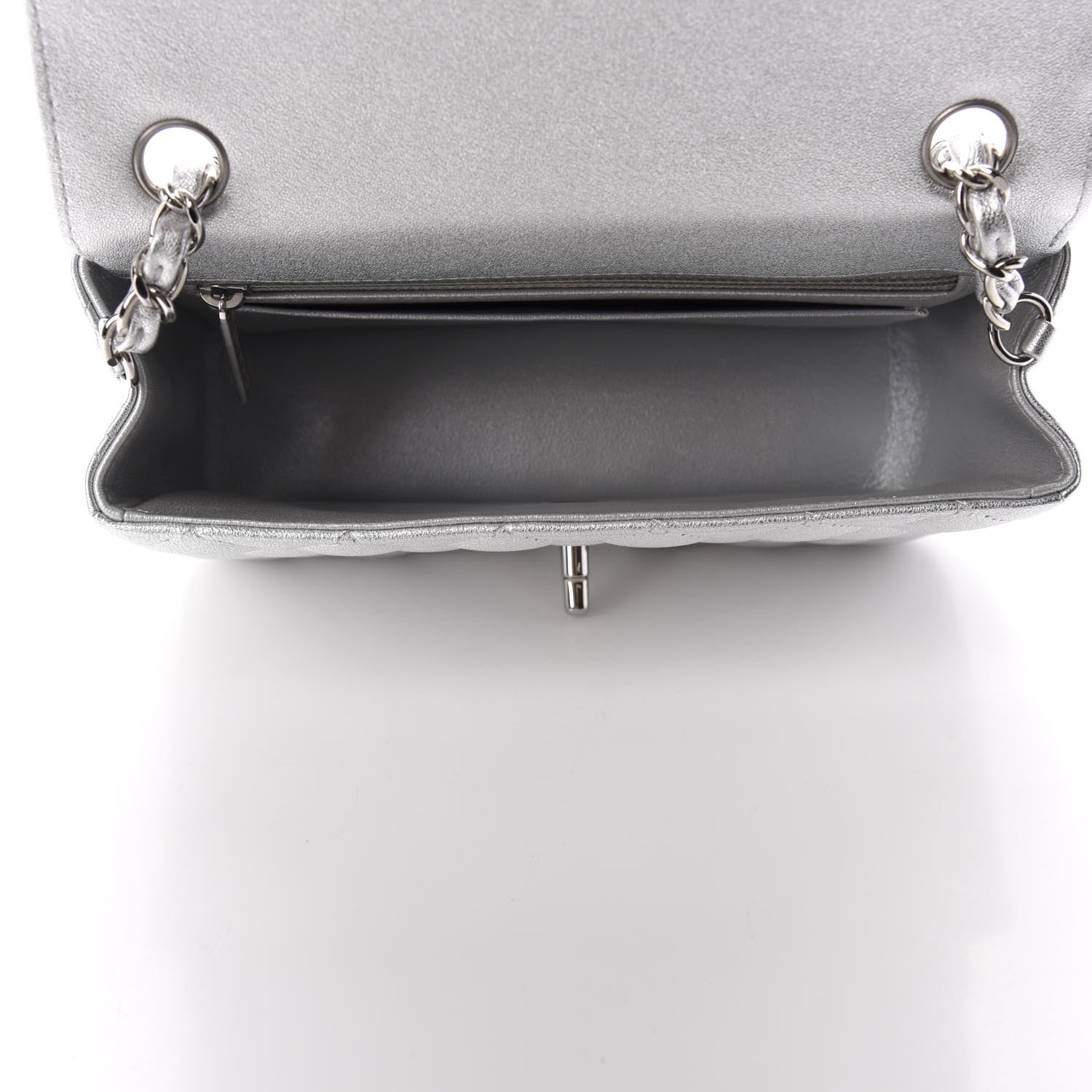 Chanel Metallic Lambskin Quilted Mini Rectangular Flap Silver 5 of 11