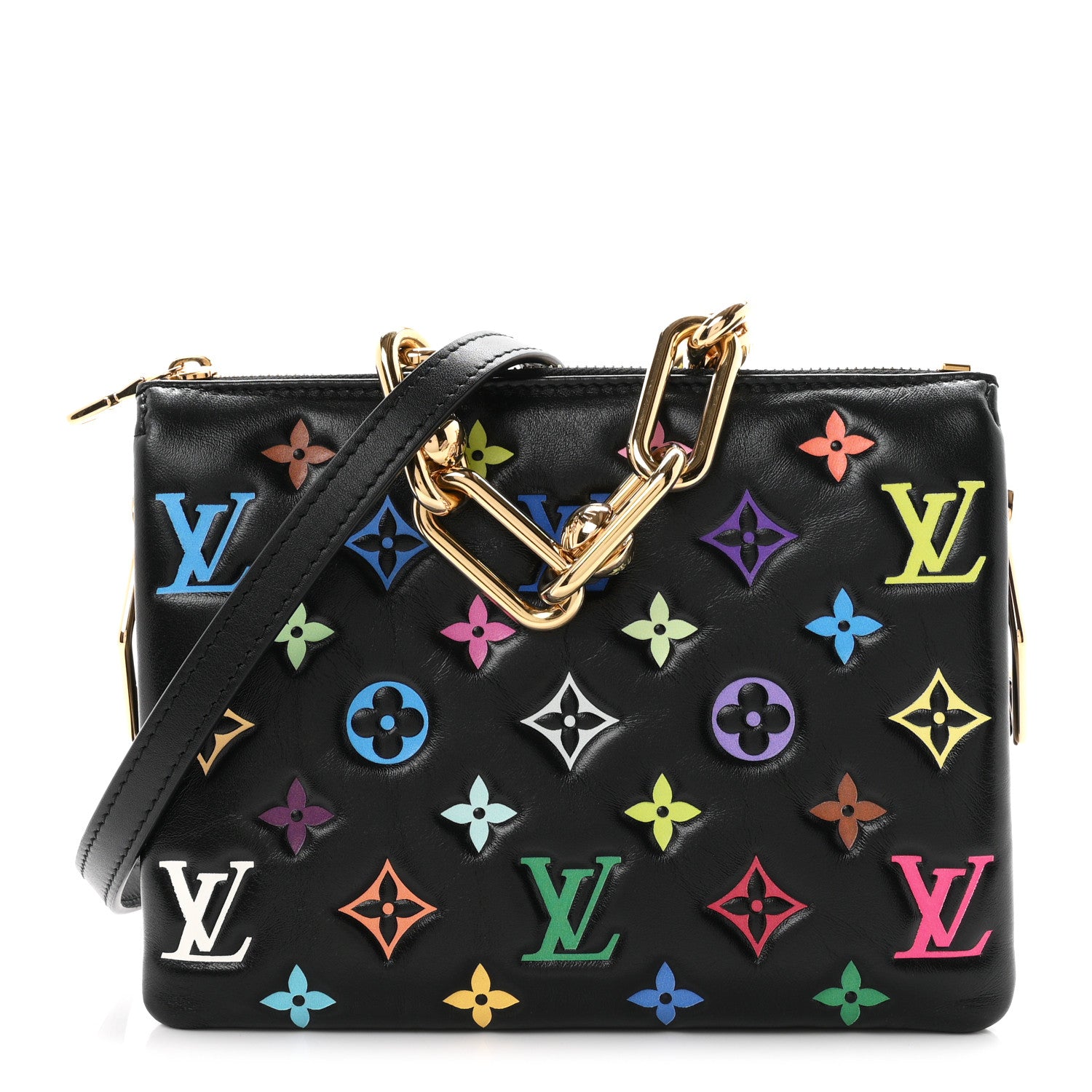 Louis Vuitton LV X TM Lambskin Embossed Monogram Coussin BB Black Multicolor 1 of 9