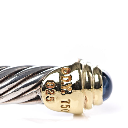 David Yurman Sterling Silver 18K Yellow Gold Blue Sapphire 4mm Cable Kids Birthstone Bracelet 5 of 5
