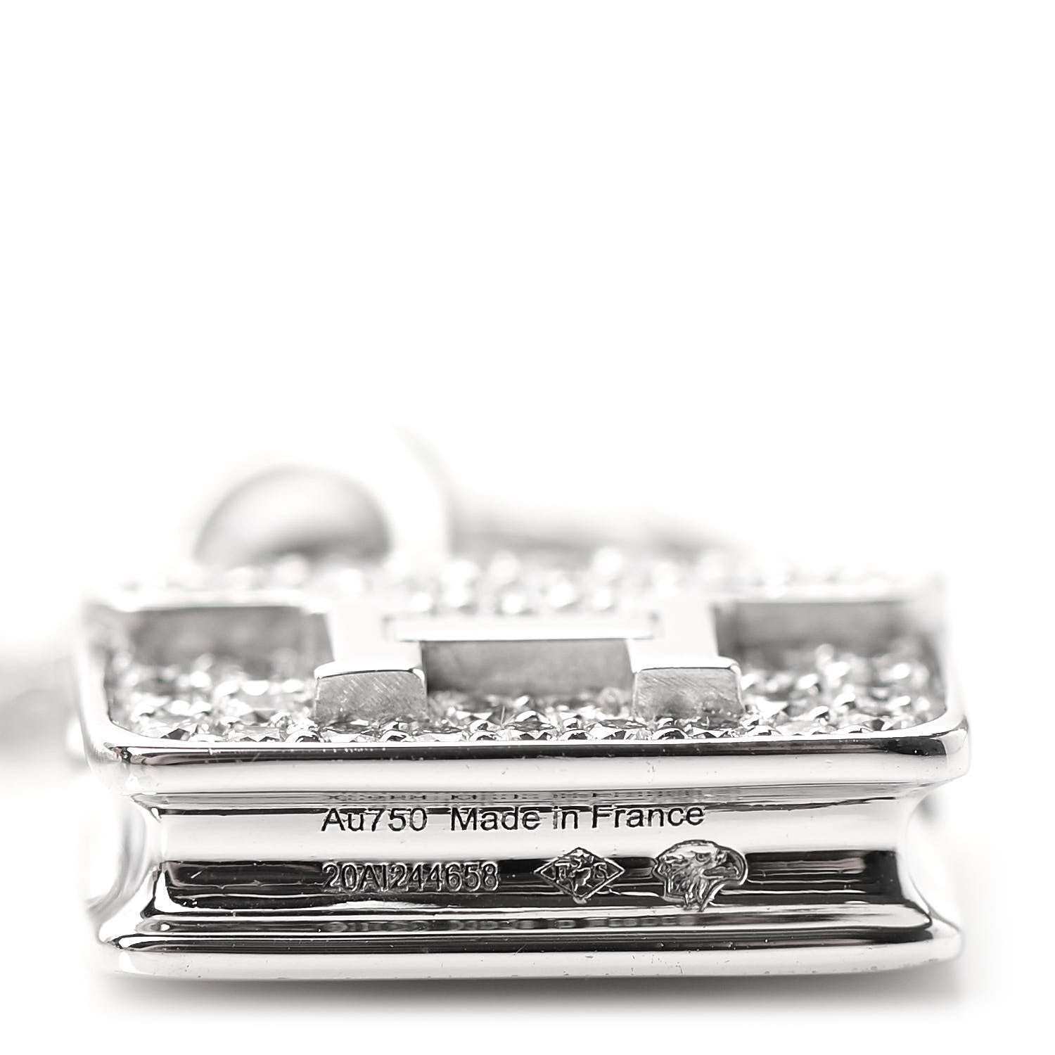 Hermes 18K White Gold Diamond Constance Amulettes Pendant Necklace 5 of 6